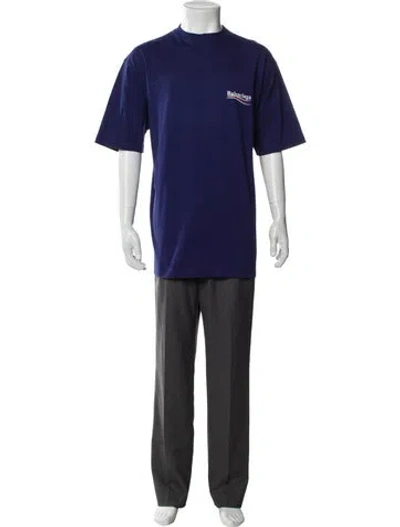 Pre-owned Balenciaga 2021 Campaign Logo T-shirt In Blue
