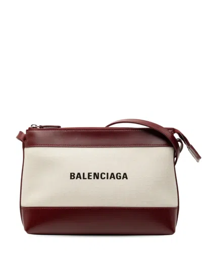 Pre-owned Balenciaga 2021 Canvas Logo Crossbody Bag In Brown