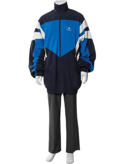 Pre-owned Balenciaga 2021 Colorblock Pattern Parka In Blue