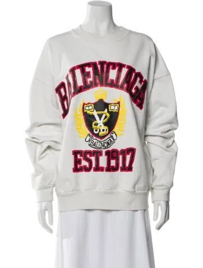 Pre-owned Balenciaga 2021 Diy College Logo Sweatshirt In White