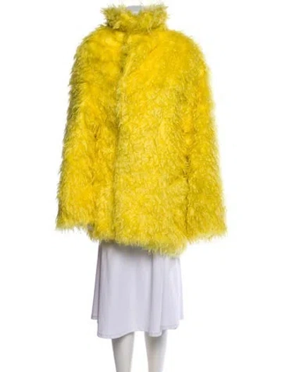 Pre-owned Balenciaga 2021 Faux Fur Coat In Yellow