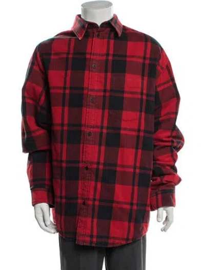 Pre-owned Balenciaga 2021 Flannel Print Parka In Red