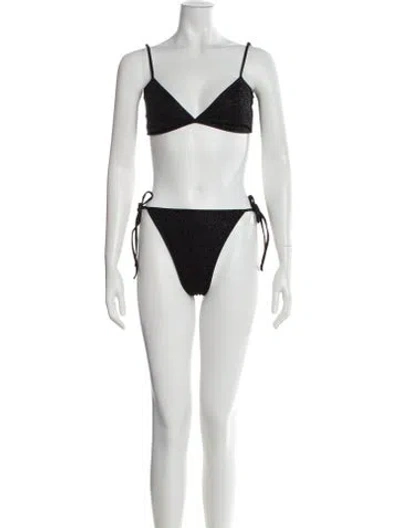 Pre-owned Balenciaga 2021 Glitter Accents Bikini In Black