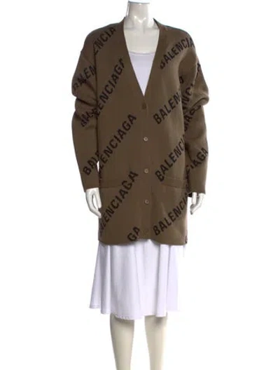Pre-owned Balenciaga 2021 Graphic Print Sweater In Brown