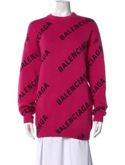 Pre-owned Balenciaga 2021 Graphic Print Sweater In Pink