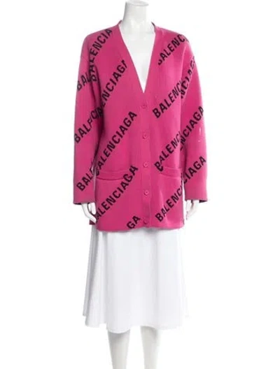Pre-owned Balenciaga 2021 Graphic Print Sweater In Pink