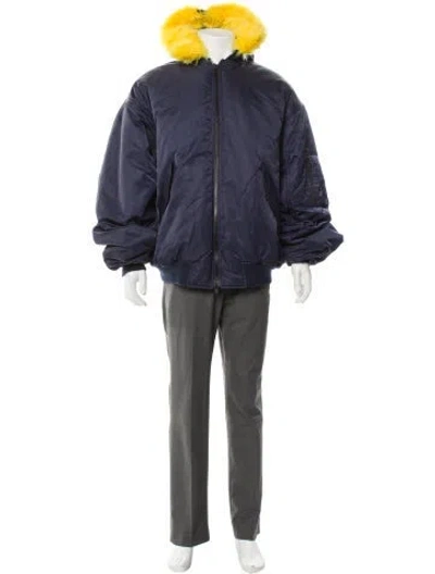 Pre-owned Balenciaga 2021 Hooded Bomber Jacket In Blue