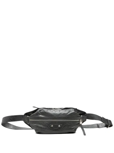 Pre-owned Balenciaga 2021 Lambskin Motocross Classic Neo Lift Belt Bag In Black