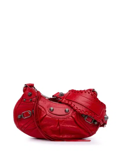 Pre-owned Balenciaga 2021 Lambskin Motocross Le Cagole Xs Crossbody Bag In Red