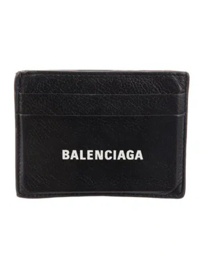 Pre-owned Balenciaga 2021 Leather Card Holder In Black