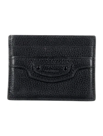 Pre-owned Balenciaga 2021 Leather Card Holder In Black