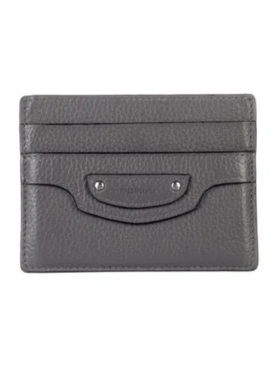 Pre-owned Balenciaga 2021 Leather Card Holder In Gray