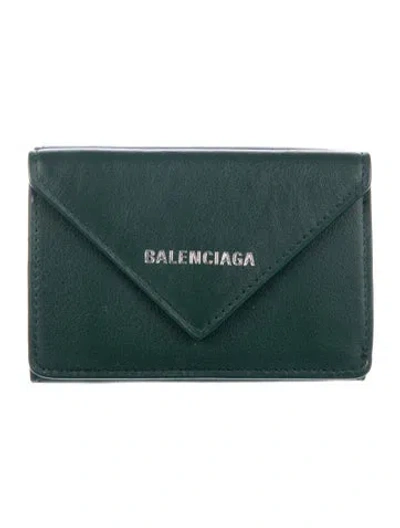 Pre-owned Balenciaga 2021 Leather Card Holder In Green