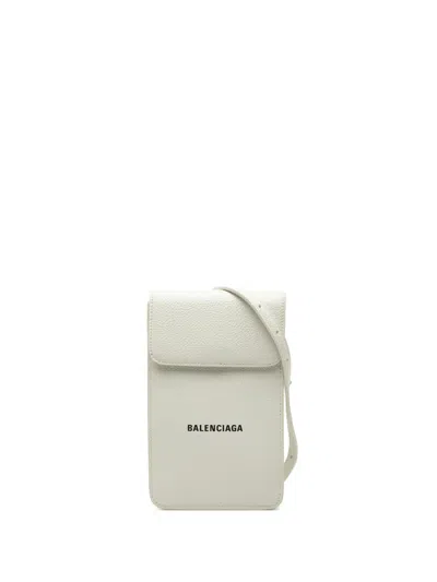 Pre-owned Balenciaga 2021 Leather Cash Phone And Card Holder Crossbody Bag In White
