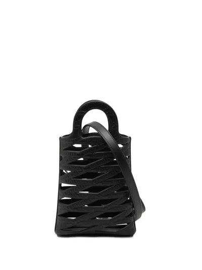 Pre-owned Balenciaga 2021 Leather Neo Basket Phone Holder Satchel In Black