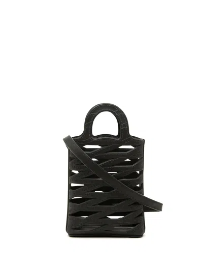 Pre-owned Balenciaga 2021 Leather Neo Basket Phone Holder Satchel In Black