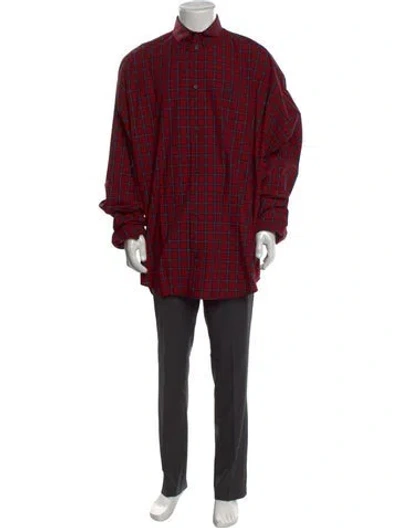 Pre-owned Balenciaga 2021 Plaid Print Shirt W/ Tags In Red