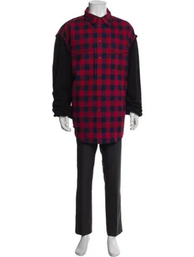 Pre-owned Balenciaga 2021 Plaid Print Utility Jacket W/ Tags In Red