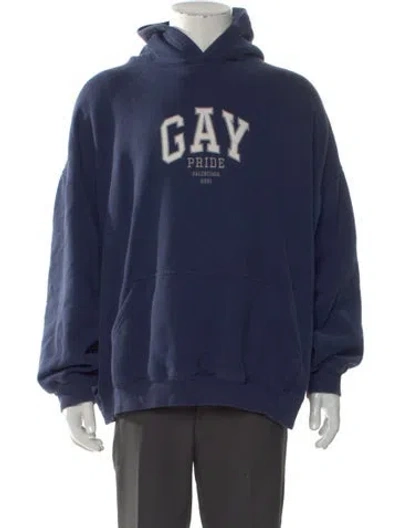Pre-owned Balenciaga 2021 'pride' Hoodie In Blue
