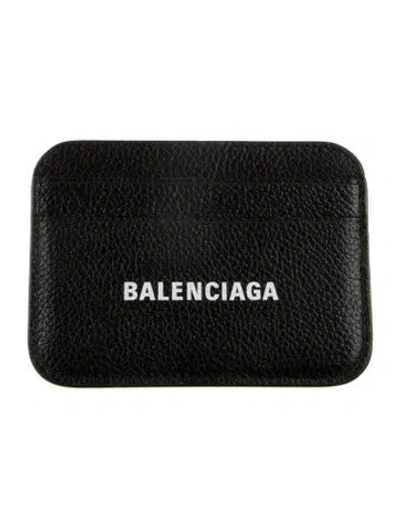 Pre-owned Balenciaga 2021 Signature Logo Card Holder In Black