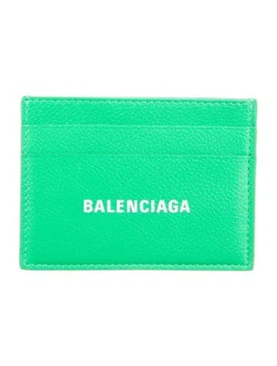 Pre-owned Balenciaga 2021 Signature Logo Card Holder W/ Tags In Green