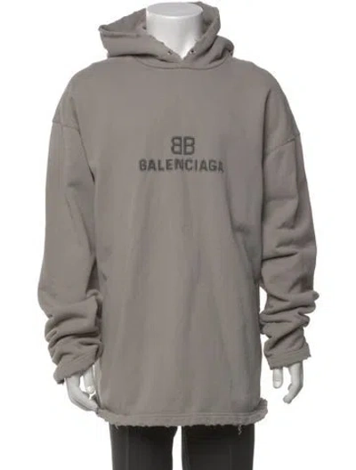 Pre-owned Balenciaga 2021 Signature Logo Hoodie In Gray
