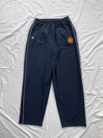 Pre-owned Balenciaga 2021 Skater Lion Crest Wide Baggy Sideline Sweatpants In Navy