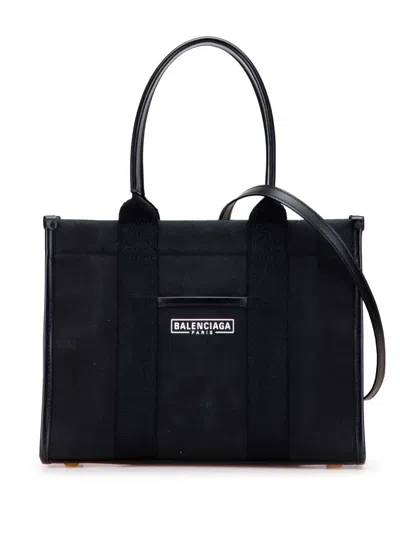 Pre-owned Balenciaga 2021 Small Canvas Hardware Tote Satchel In Black
