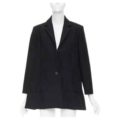 Pre-owned Balenciaga 2021 Trapeze Black Textured Patch Pocket A-line Flared Blazer Coat