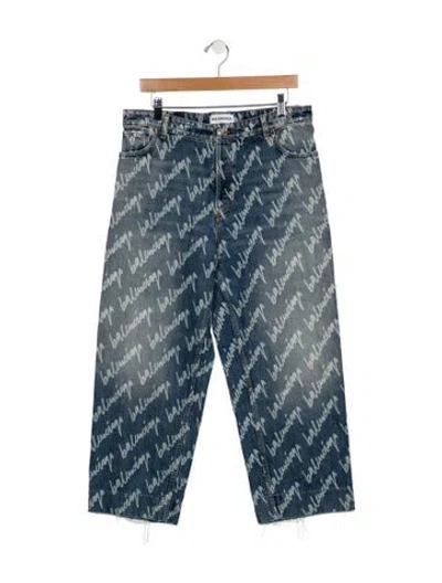 Pre-owned Balenciaga 2021 Wide Leg Jeans In Blue