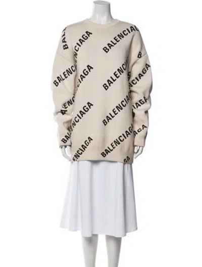 Pre-owned Balenciaga 2021 X 'all Over Logo' Sweater In Neutral