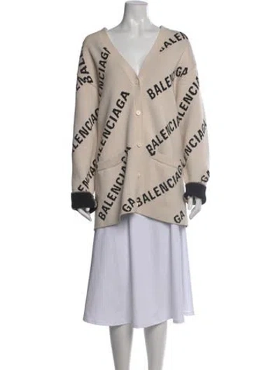 Pre-owned Balenciaga 2021 X All-over Logo Sweater In Neutral