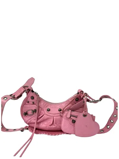 Pre-owned Balenciaga 2021-2022 Lambskin Motocross Le Cagole Xs Crossbody Bag In Pink