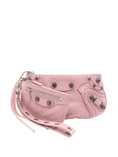 Pre-owned Balenciaga 2021-2024 Lambskin Le Cagole Clutch Bag In Pink