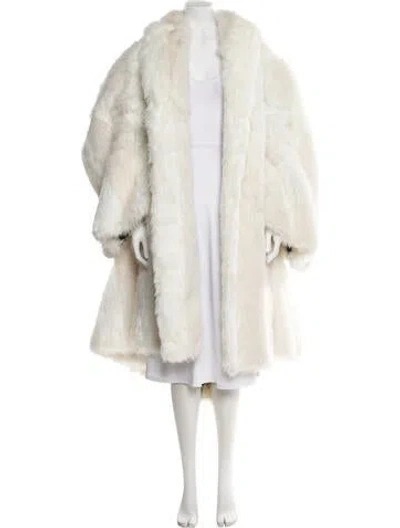Pre-owned Balenciaga 2022 A-line Faux Fur Coat In White