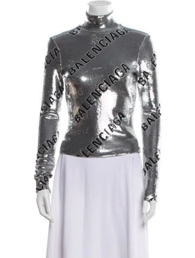 Pre-owned Balenciaga 2022 'all Over' Sweatshirt In Silver