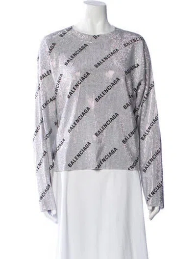 Pre-owned Balenciaga 2022 All-over Logo Sweatshirt In White
