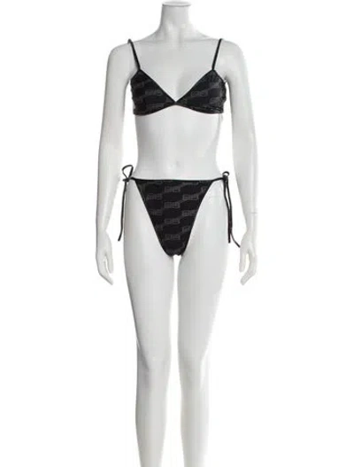 Pre-owned Balenciaga 2022 Bb Monogram Bikini In Black