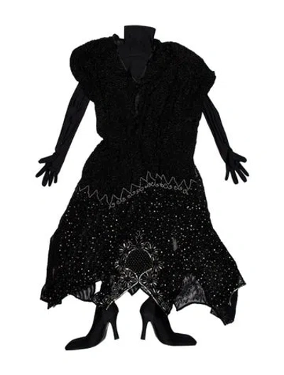Pre-owned Balenciaga 2022 Beaded Silk Dress Pantabodysuit Set W/ Tags In Black