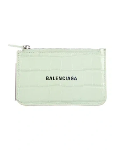 Pre-owned Balenciaga 2022 Embossed Leather Wallet In Green