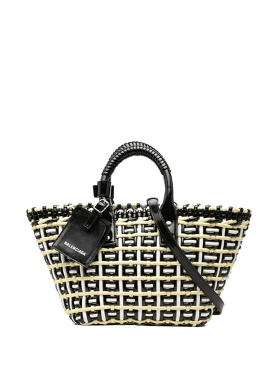 Pre-owned Balenciaga 2022 Faux Leather Bistro Basket Bag Xs Satchel In Yellow