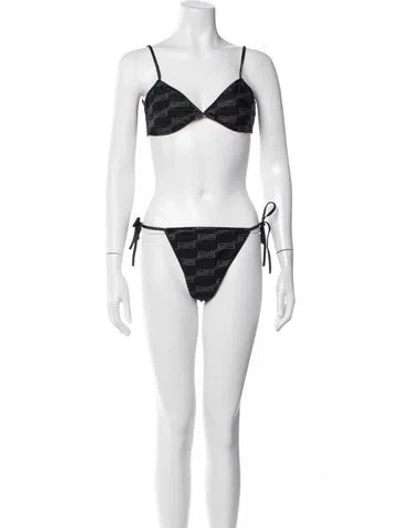 Pre-owned Balenciaga 2022 Graphic Print Bikini In Black