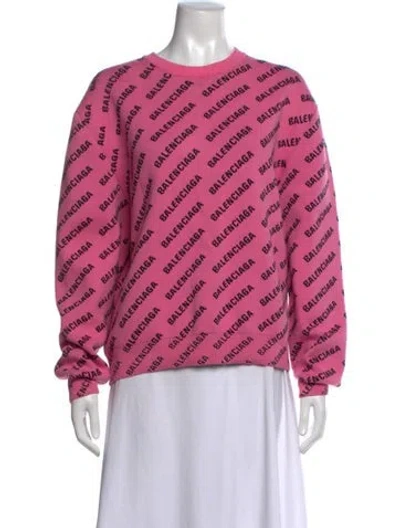 Pre-owned Balenciaga 2022 Graphic Print Sweater In Pink