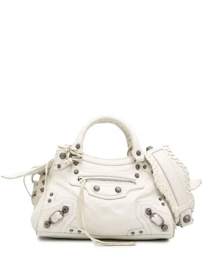 Pre-owned Balenciaga 2022 Lambskin Neo Cagole City Xs Satchel In White