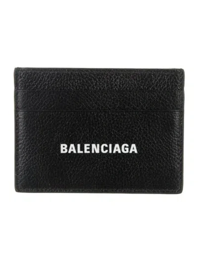Pre-owned Balenciaga 2022 Leather Card Holder In Black