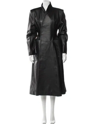 Pre-owned Balenciaga 2022 Leather Coat In Black