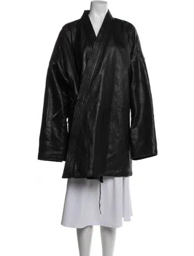Pre-owned Balenciaga 2022 Leather Coat In Black
