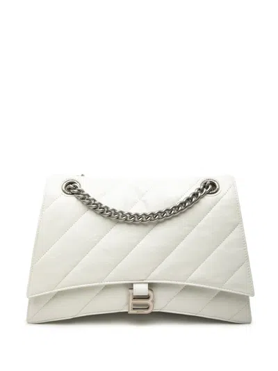 Pre-owned Balenciaga 2022 Medium Crushed Calfskin Chain Shoulder Bag In White