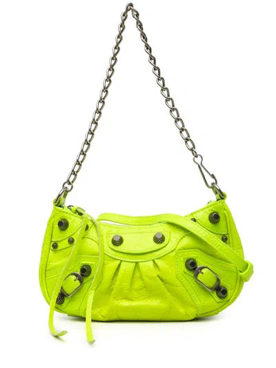 Pre-owned Balenciaga 2022 Mini Lambskin Motocross Le Cagole Satchel In Yellow