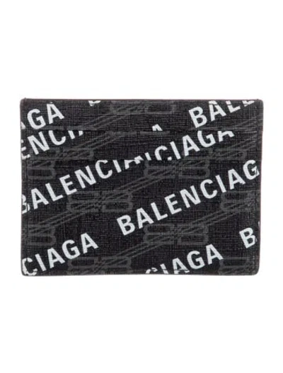 Pre-owned Balenciaga 2022 Printed Card Holder In Black
